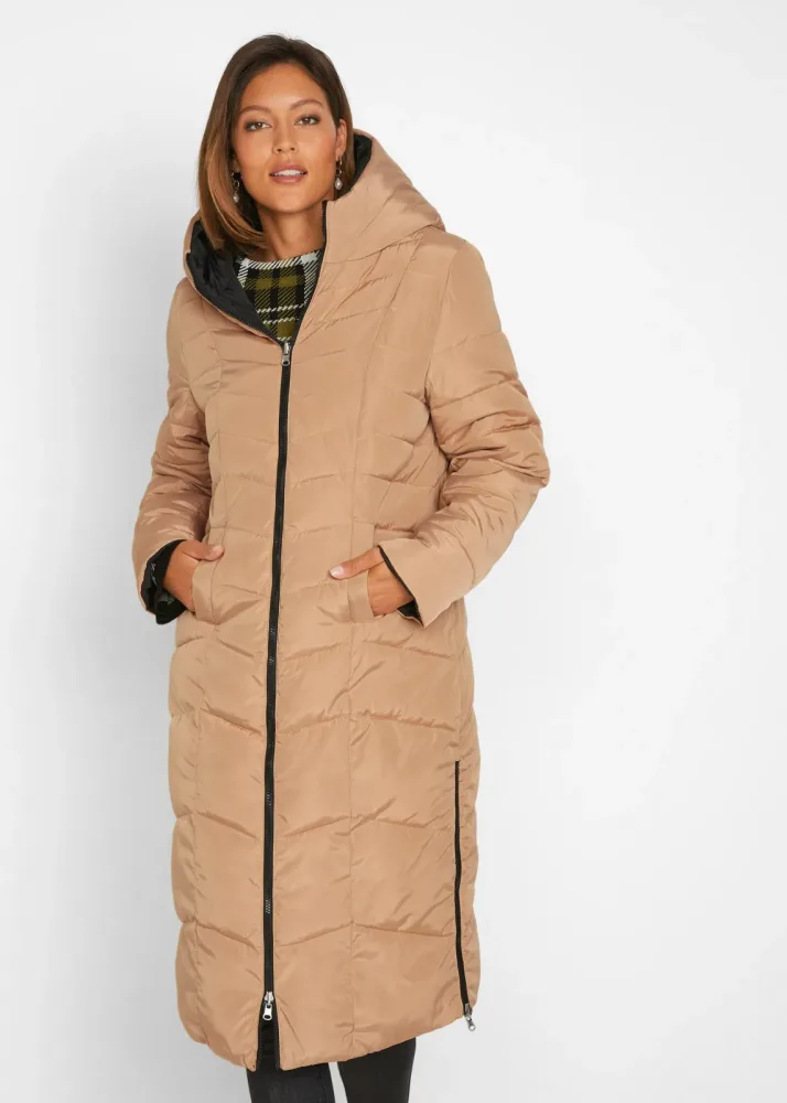 bonprix Steppmantel zum Wenden, 2-Wege-Zipper, Seitenschlitze mit Reissverschluss