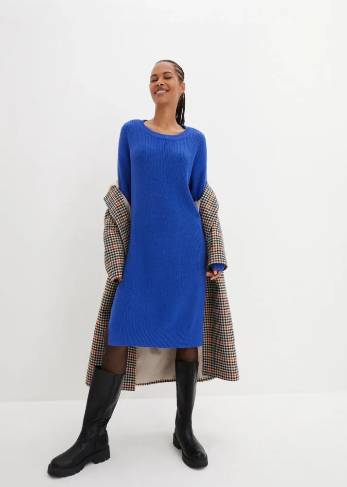 bonprix Strickkleid Oversize-Rippstrick, bequeme Passform, seitliche Schlitze