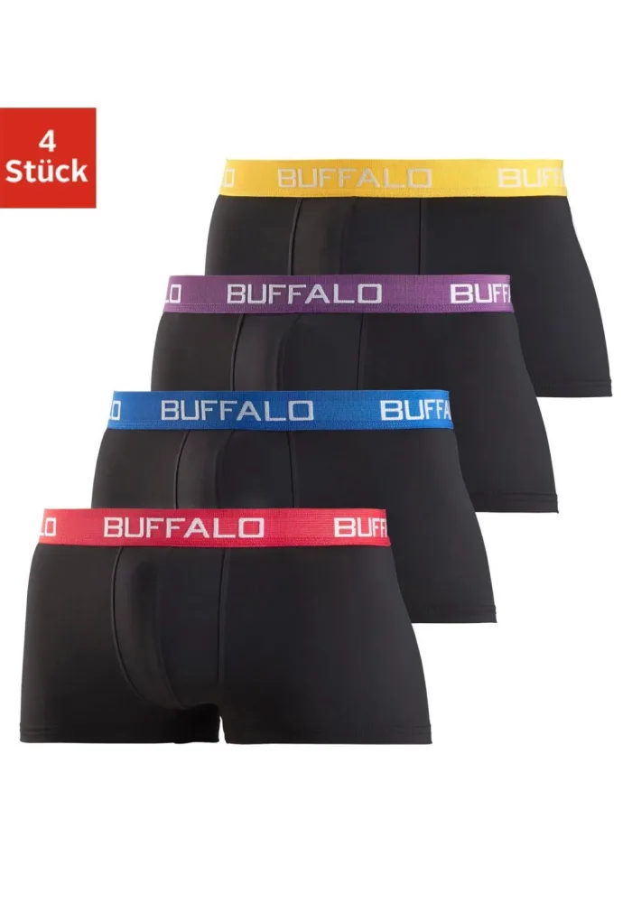 Buffalo Hipster Packung, 4 Stk. knapp sitzende Boxershorts mit Kontrastbund aus Baumwollmischung