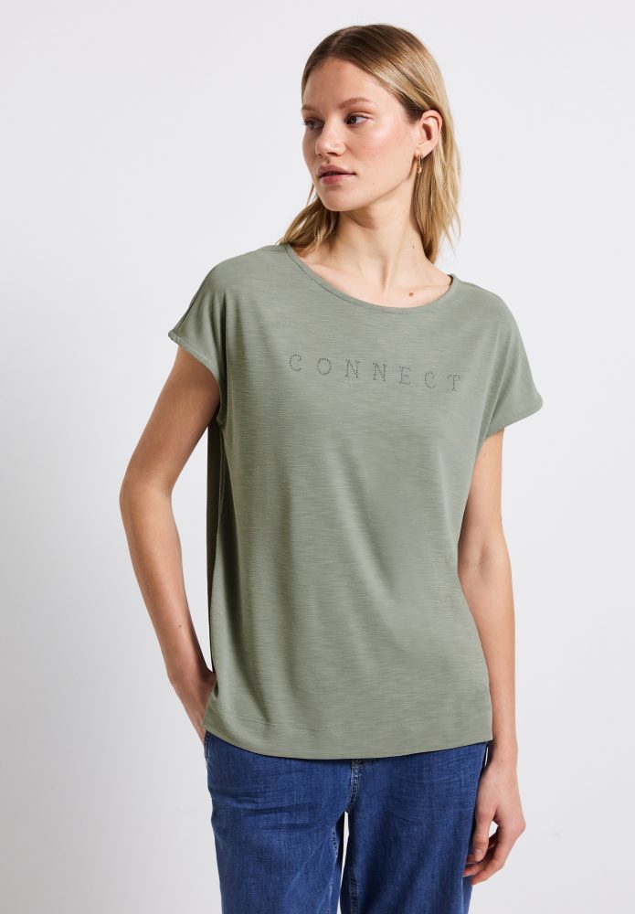 STREET ONE T-Shirt mit Wording aus Schmucksteinen