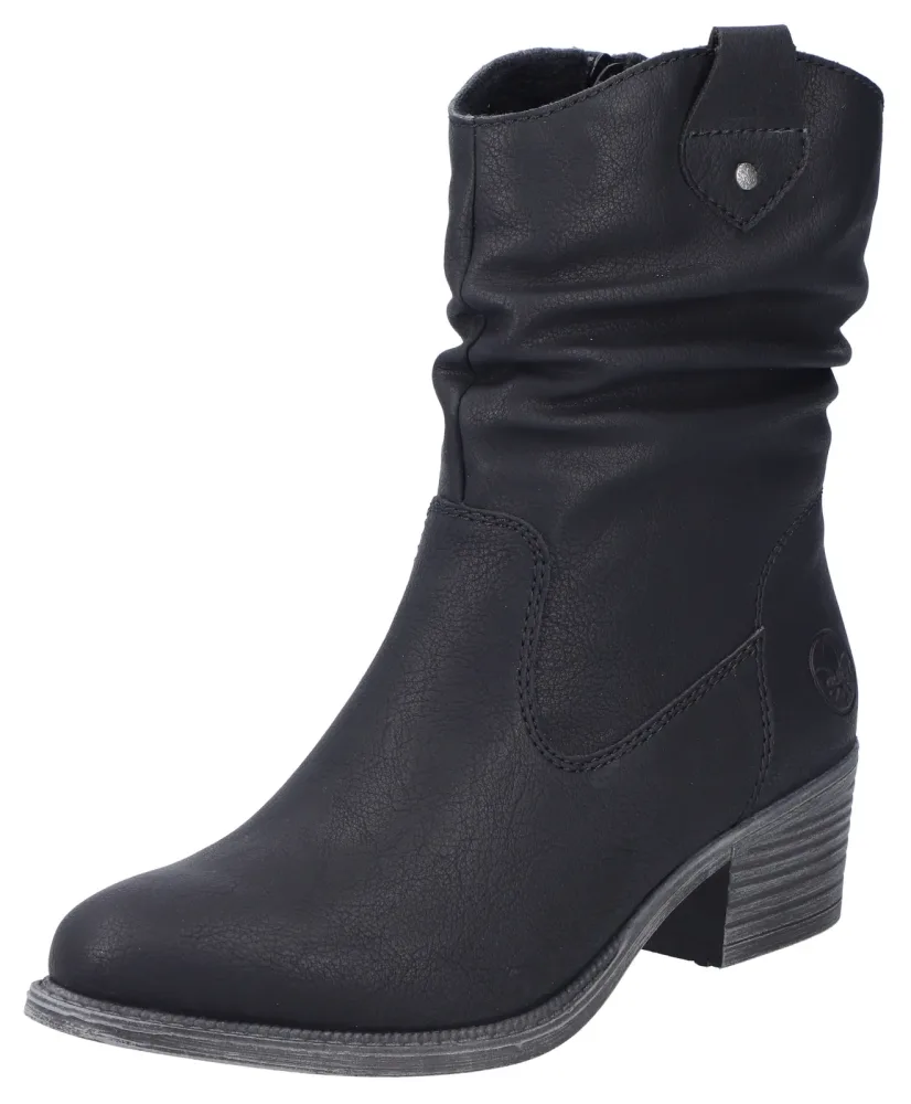 Rieker Westernstiefelette, Cowboyboots, slouchy Schaft, Blockabsatz, mit Innen-Reissverschluss