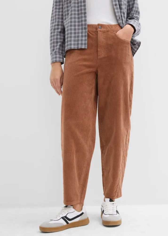 bonprix Barrel-Cordhose aus Baumwoll-Mixbraun 42Damen