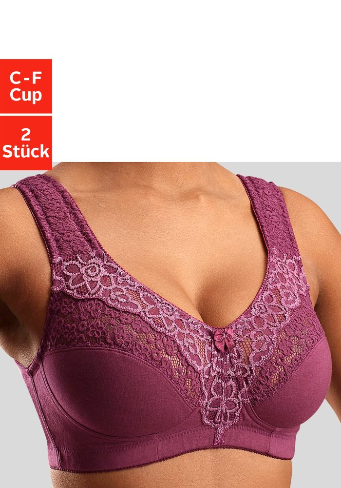 petite fleur Entlastungs-BH Packung, ohne Bügel, Baumwollqualität, Packung – ideal für grosse Grössen