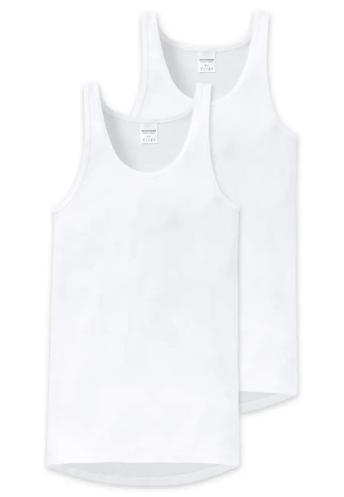 Schiesser - Unterhemd  2er Pack Bequem sitzend, für Herren, Weiss, Größe XL