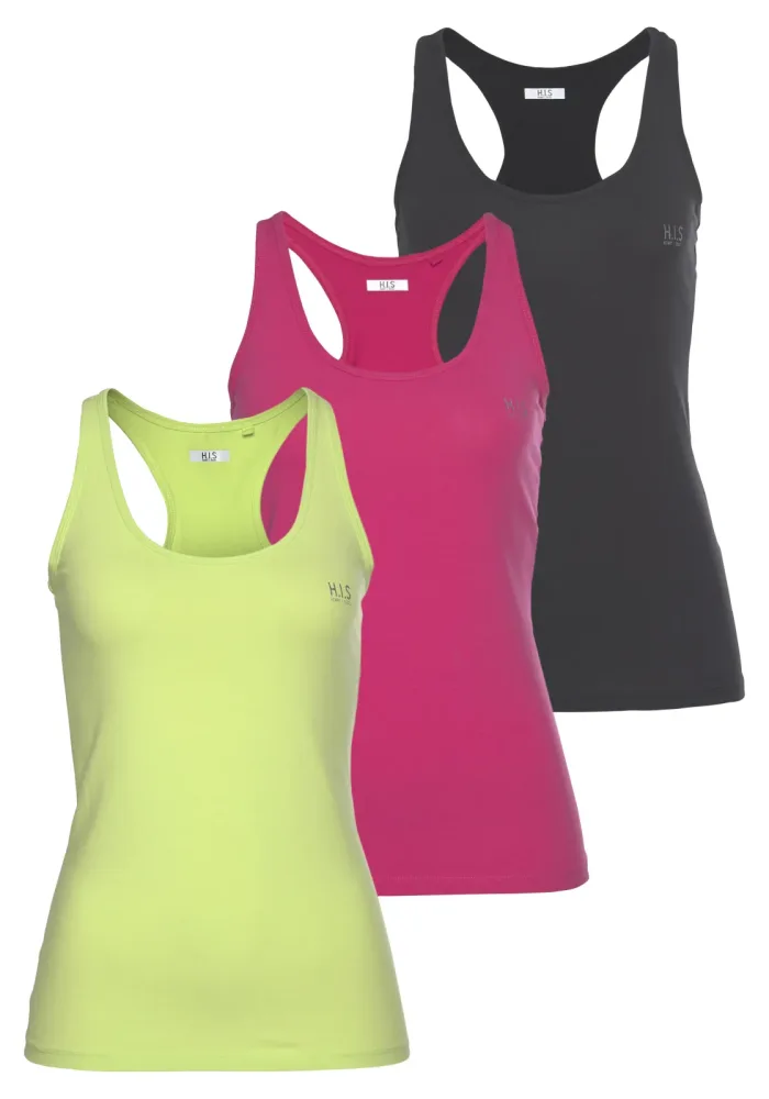H.I.S Tanktop Packung, 3er-Pack, Softer Feinripp mit elastischer Baumwolle für hohen Tragekomfort