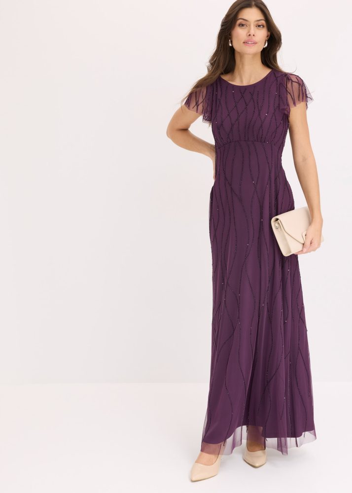 bonprix Maxikleid für Abiball, Festtage und Hochzeiten, aus Tüll, mit Perlenstickerei