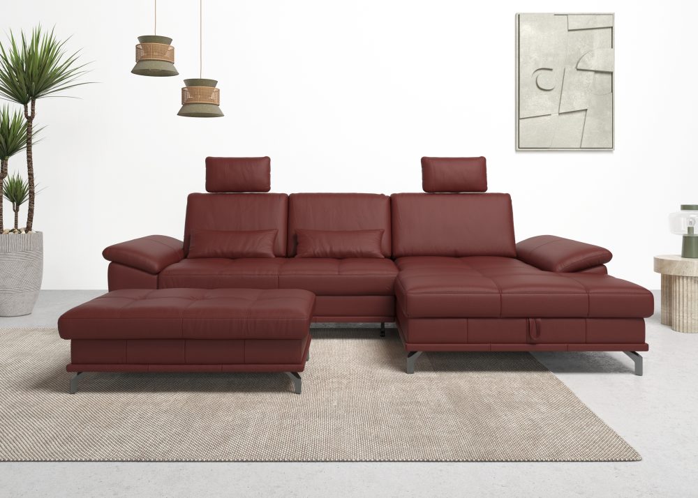 Places of Style Ecksofa »Costello«, incl. Sitztiefenverstellung und Armlehnfunktion, incl. 2 Nierenkissen