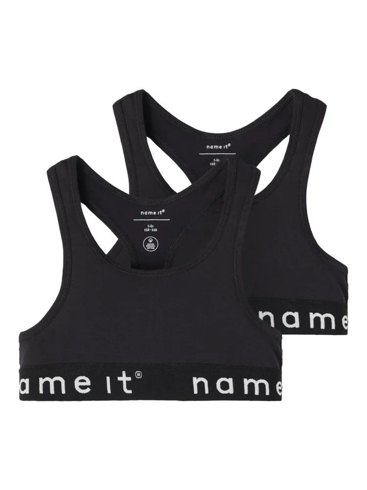 Name It - BH für Teenager, Teenager BH 2er Pack, 134-140, Black