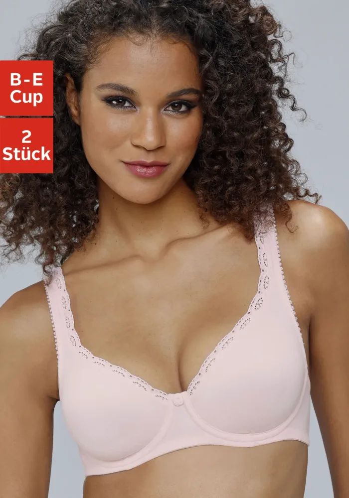 petite fleur T-Shirt-BH Packung, mit Bügel & nahtlosen Cups, Baumwoll-Qualität – ideal für grosse Grösse