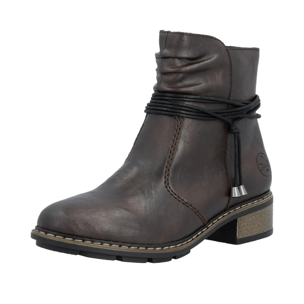 Rieker Winterstiefelette Reissverschluss-Boots mit Zierkordel und slouchy Schaft