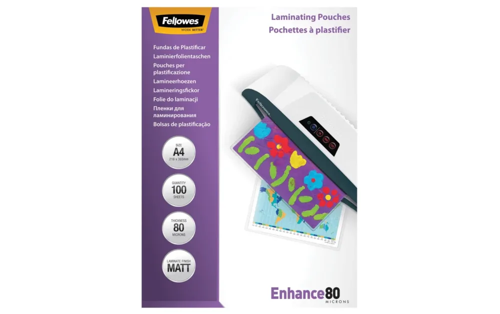 FELLOWES Laminiertasche A4 5452103 matt, 80my 100 Stk