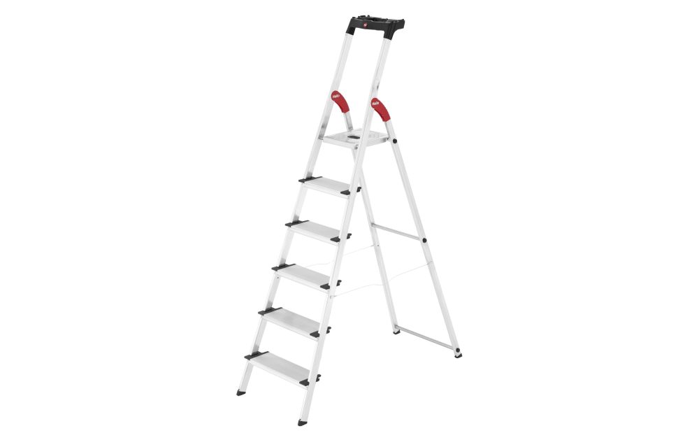 Hailo L80 ComfortLine 8040-607 Aluminium Stufen-Stehleiter inkl. Werkzeugablage Arbeitshöhe (max.): 3.05 m Silber,