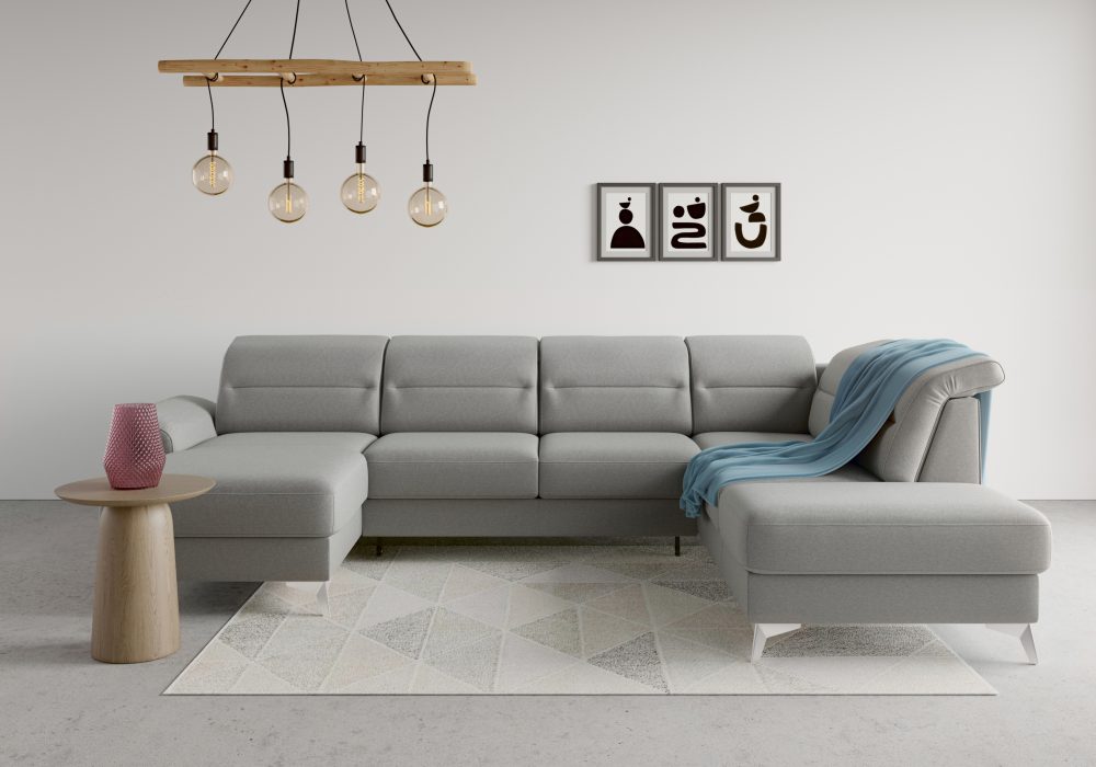sit&more Wohnlandschaft »Sinatra«, optional mit Kopfteilverstellung und Armteilfunktion oder mit Kopfteilverstellung, Armteilfunktion, Bettfunktion und Stauraum, chromfarbene Metallfüsse