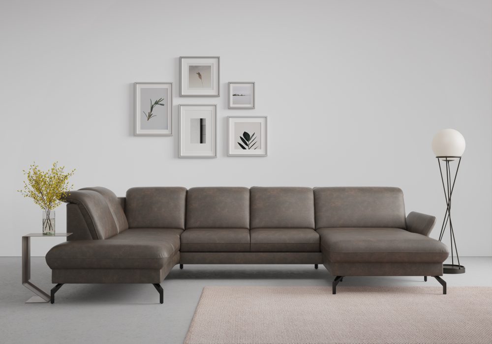 sit&more Wohnlandschaft »Fashion«, wahlweise mit Kopfteilverstellung und Vorziehsitz, motorisch, mit schwarzen Metallfüssen