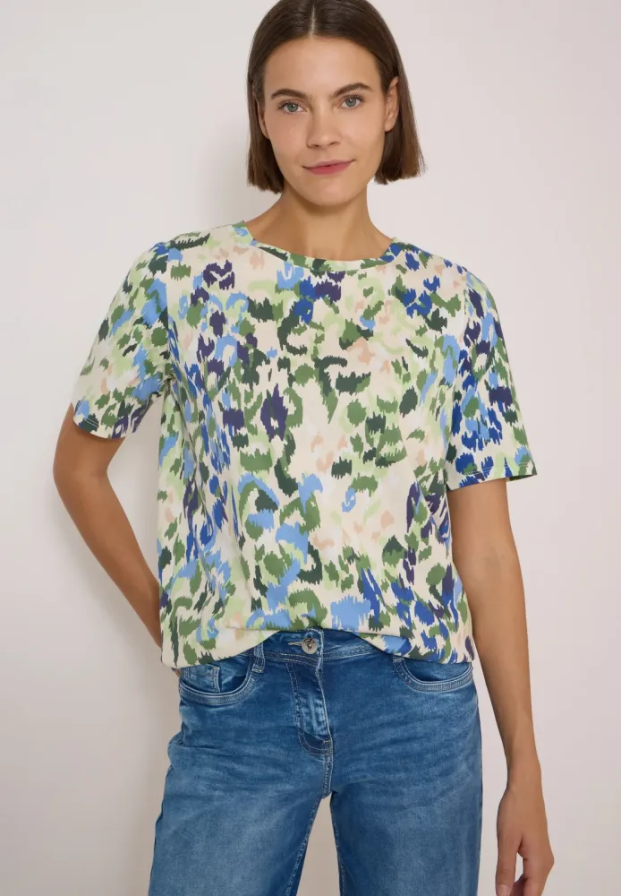 Cecil Kurzarmshirt Sommershirt mit Boat Neck und Print