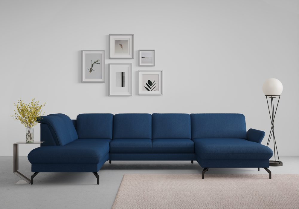sit&more Wohnlandschaft »Fashion«, wahlweise mit Kopfteilverstellung und Vorziehsitz, motorisch, mit schwarzen Metallfüssen
