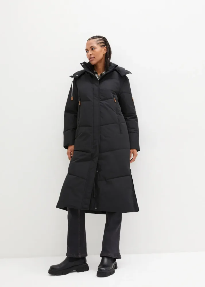 bonprix Steppmantel mit abnehmbarer Kapuze, mit Reissverschlusstaschen, Oversize-Passform