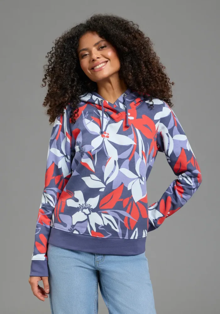 Laura Scott Sweater, Pflegeleichte Baumwollmischung mit Kapuze und Blumendruck