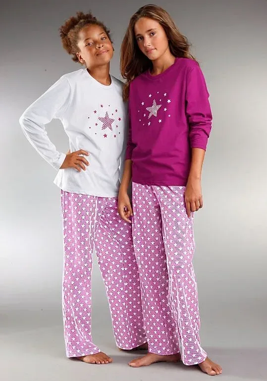 petite fleur Pyjama Set, 4 tlg. modischer Sternendruck auf den Shirts und Hosen
