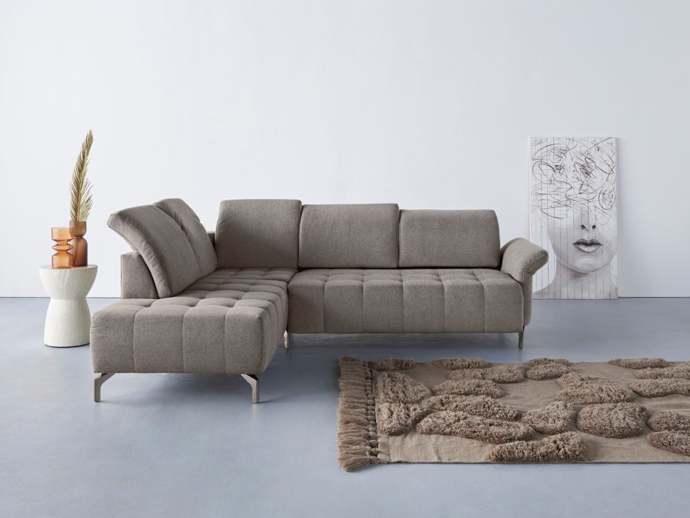 INOSIGN Ecksofa »Fresh«, Federkern, wahlweise mit Kopfteilverstellung, Armteilverstellung, und motorischem Vorziehsitz, Bezug Olympia SOFT CLEAN: leicht mit Wasser zu reinigen