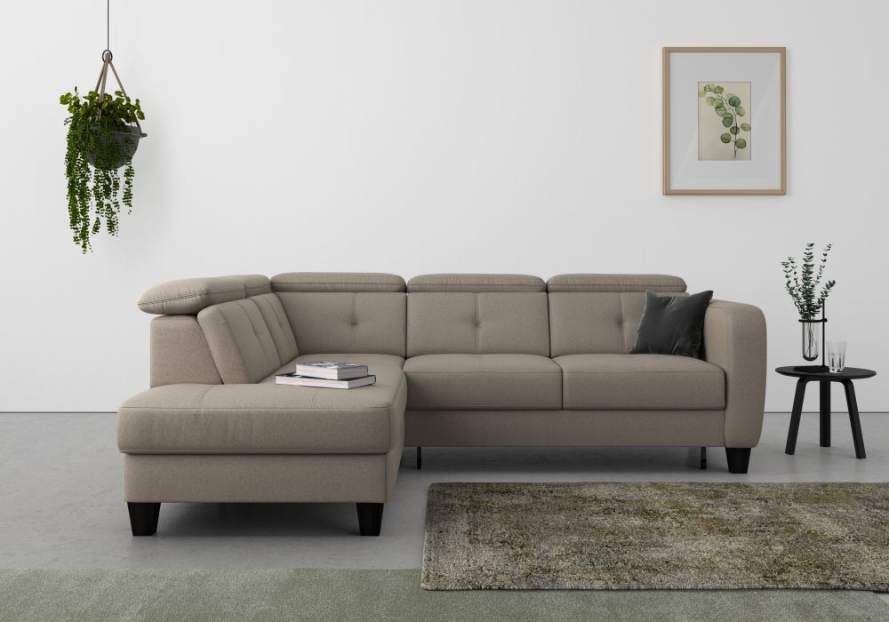 sit&more Ecksofa »Bellucci«, inklusive Kopfteilverstellung und Federkern, wahlweise mit Bettfunktion und Bettkasten
