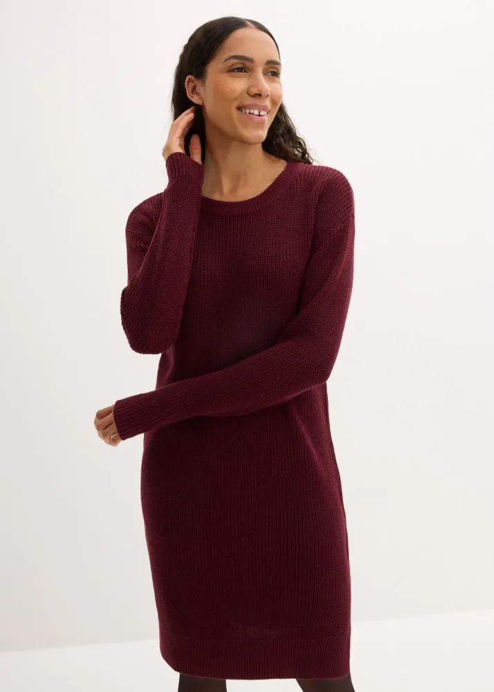 bonprix Strickkleid Oversize-Rippstrick, bequeme Passform, seitliche Schlitze