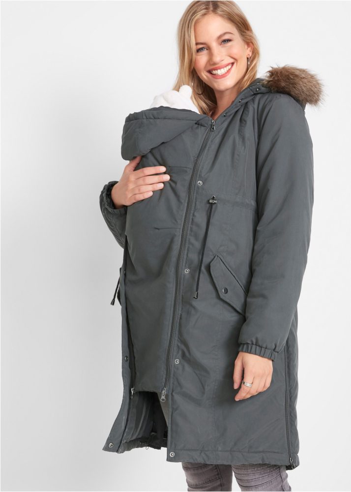 bonprix Umstandsjacke mit Kapuze mit seitlichen Reissverschlüssen zur Weitenregulierung, mit 2-Wege-Zip