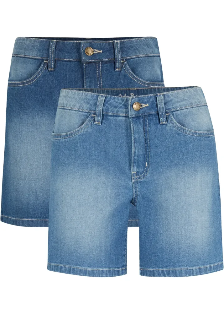 bonprix Jeansshorts Slim Fit Mid Waist, 2er Packblau 46Damen