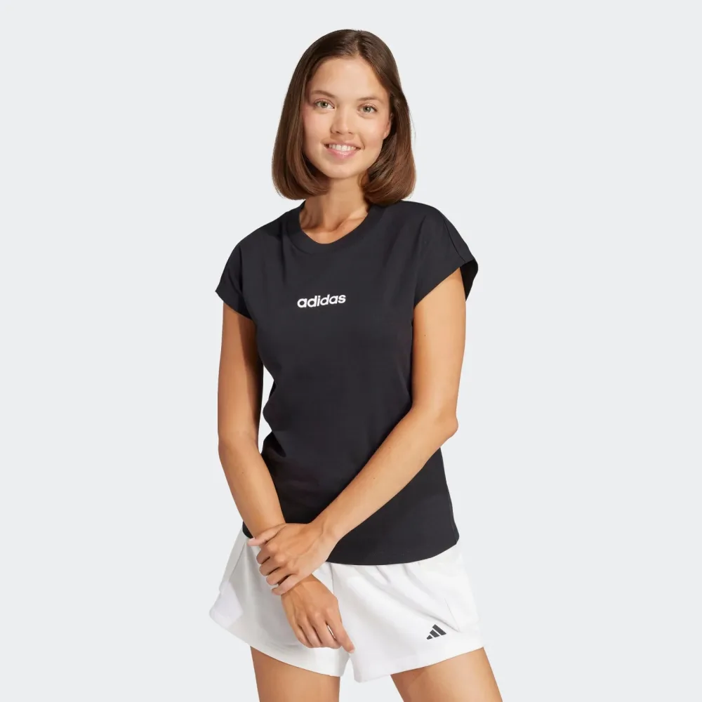 adidas - Essentials Linear T-Shirt, für Damen, Schwarz, Größe M