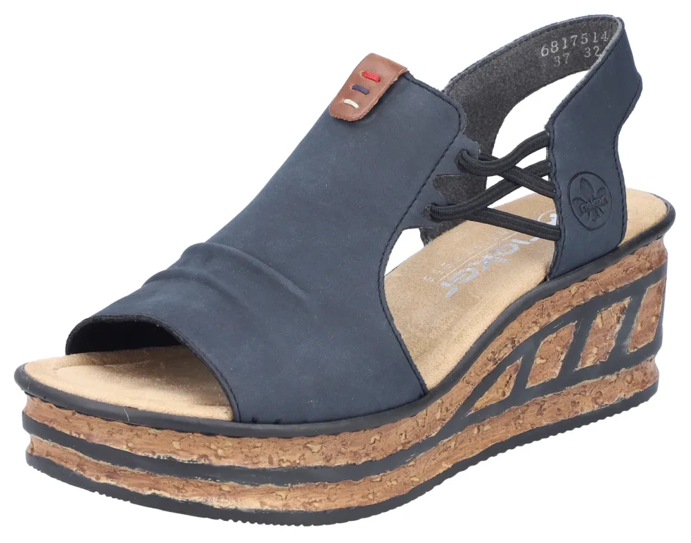 Rieker Keilsandalette, Sommerschuh, Sandale, Keilabsatz, mit seitlichen Stretchbändern