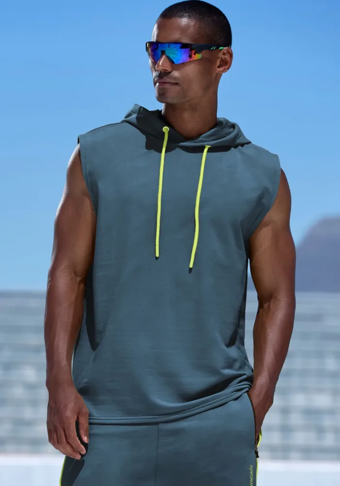 Le Jogger Performance Kapuzensweatshirt, ohne Ärmel und mit kontrastfarbenen Details
