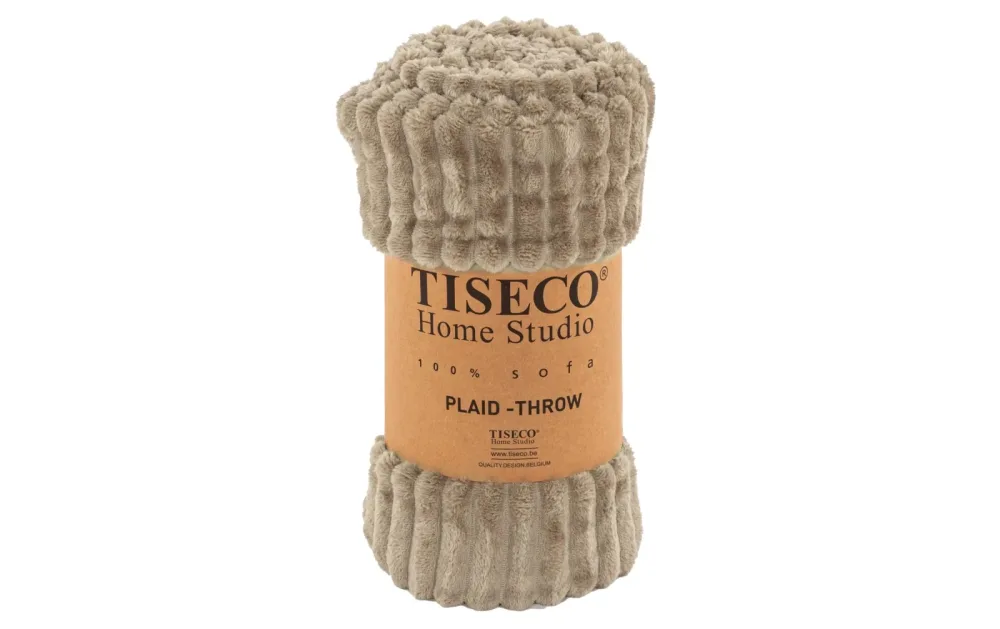 Tiseco - Decke RIBBLE Mikroflanell, RIBBLE Mikroflanell Decke, 130 x 160 cm, Taupe