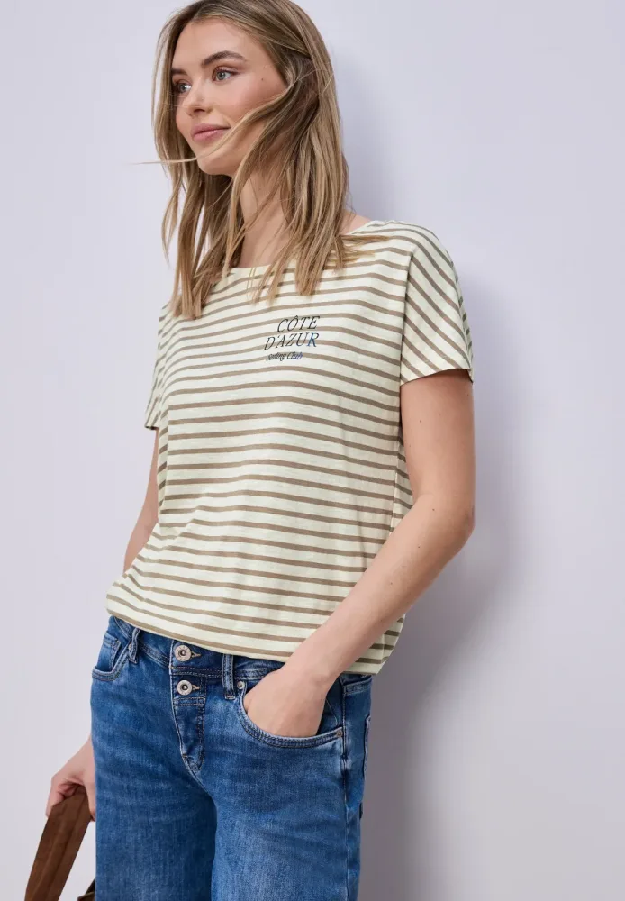 STREET ONE Rundhalsshirt Sommershirt mit Streifen