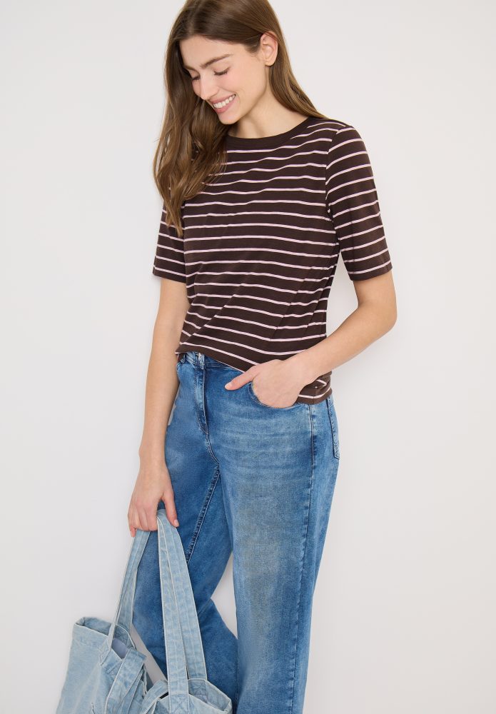 Cecil Rundhalsshirt Sommershirt im Streifen-Look