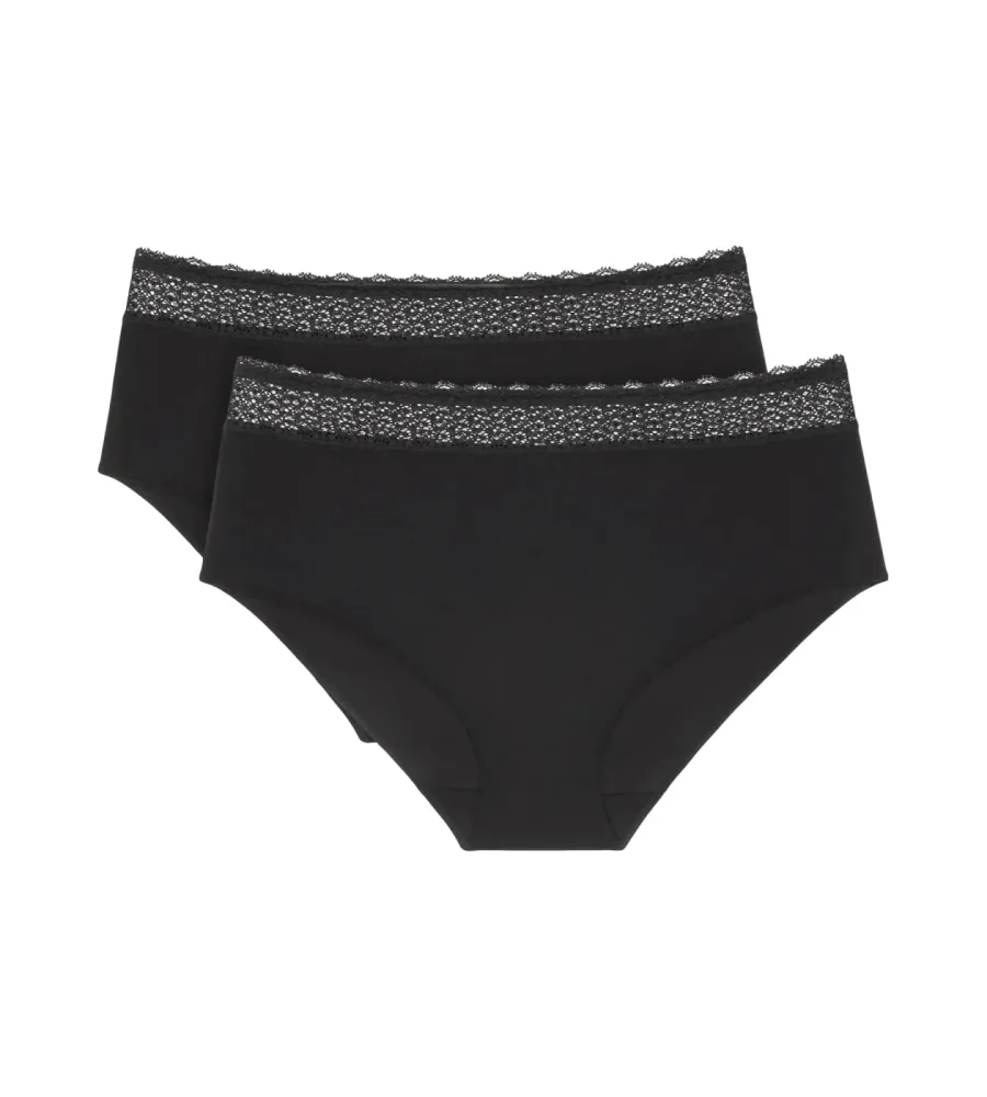 Triumph - doppelpack feel of modal midi, für Damen, Schwarz, Größe XL