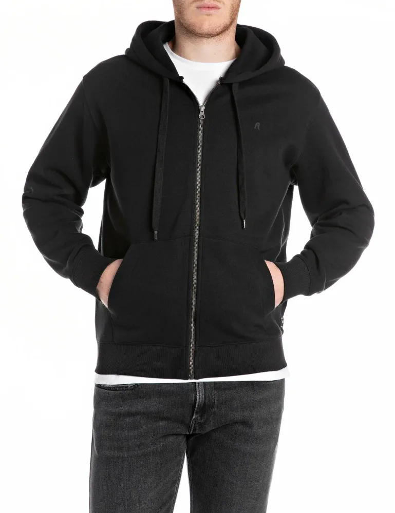 Replay - Sweatjacke  Bequem sitzend-Sweatshirt, BRUSHED FLEECE, für Herren, Schwarz, Größe XL