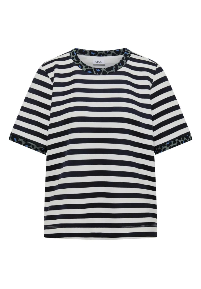 T-Shirt mit Rundhals und Leo-Details