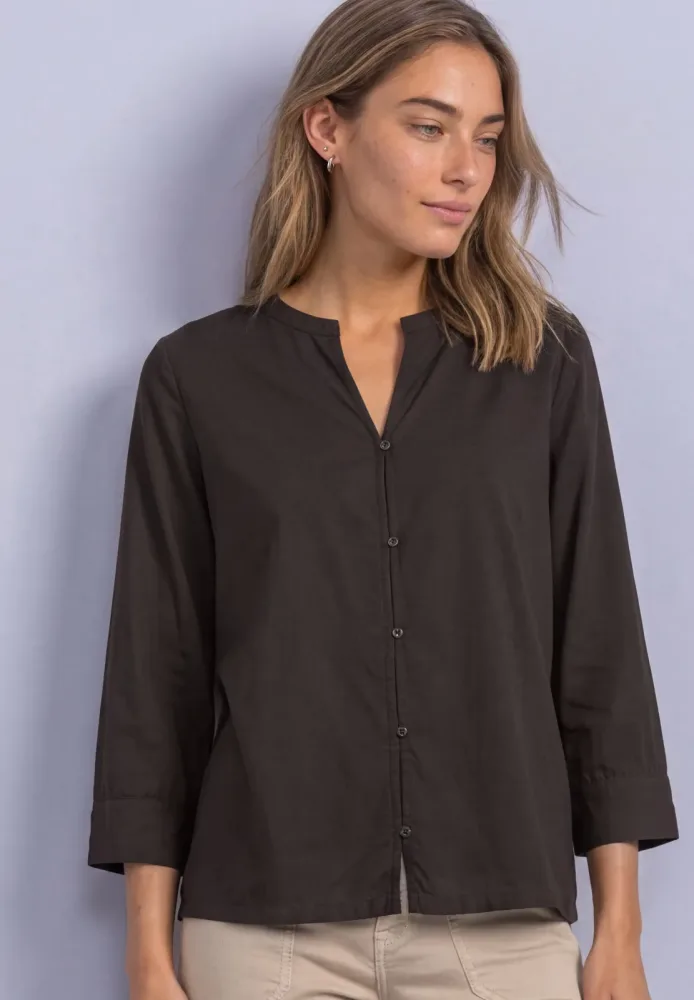 STREET ONE Schlupfbluse 3/4-Arm Sommerbluse mit Split Neck