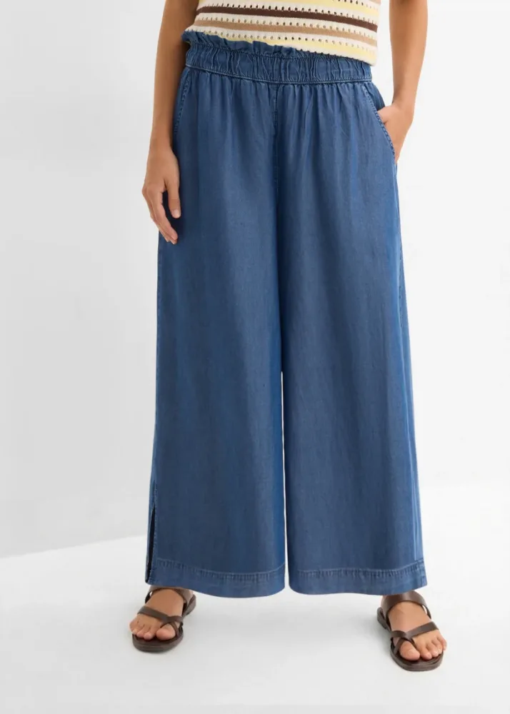 bonprix Palazzo-Hose mit Seitenschlitz, 7/8 Längeblau 50Damen