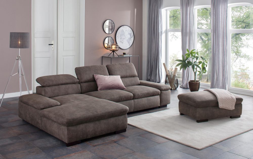Home affaire Ecksofa »Alberto«, inklusive Kopfteilverstellung, mit Recamierenabschluss