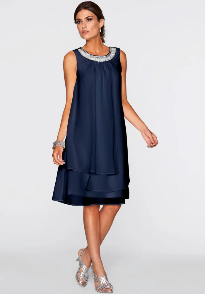bonprix Premium Kleid mit Applikationblau 52Damen