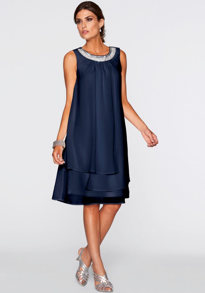 bonprix Premium Kleid mit Applikationblau 52Damen