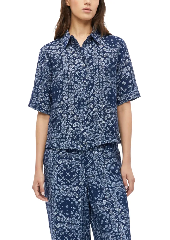 s.Oliver Druckbluse Kurzarm Sommerhemd mit grafischem Muster / kurz