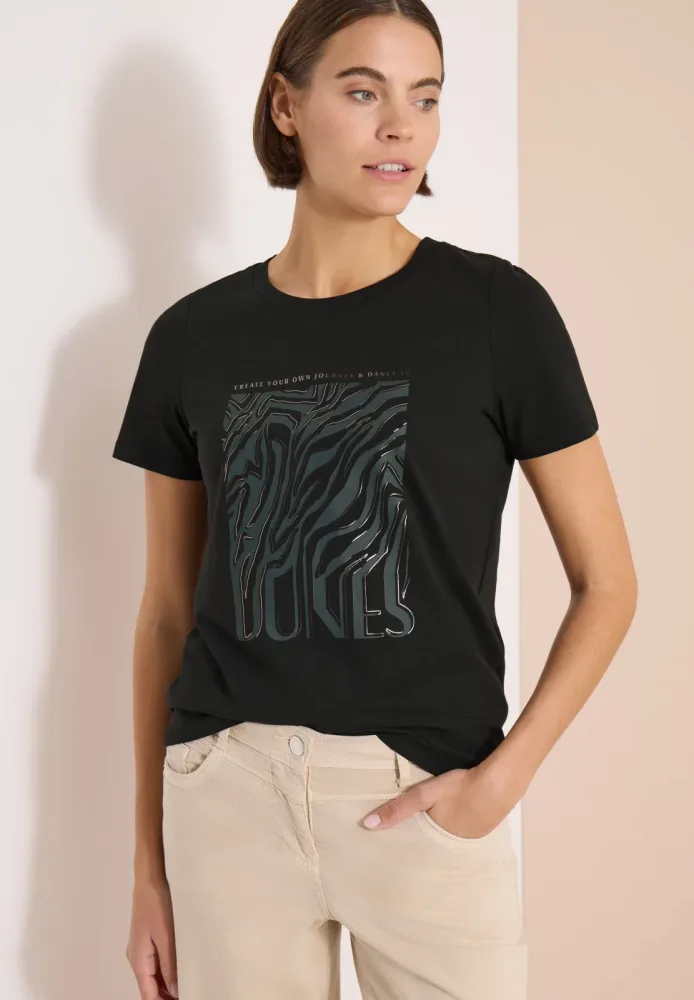 Cecil Kurzarmshirt Sommershirt mit Folienprint