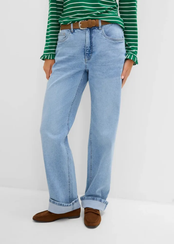 bonprix Loose Straight-Jeans High Waistblau 52Damen