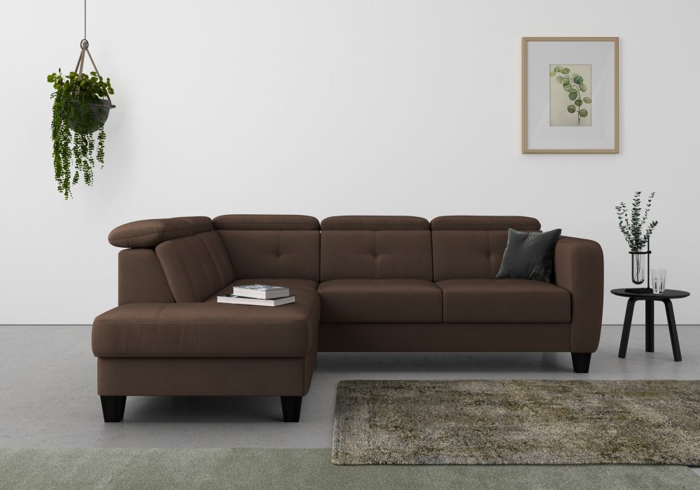 sit&more Ecksofa »Bellucci«, inklusive Kopfteilverstellung und Federkern, wahlweise mit Bettfunktion und Bettkasten