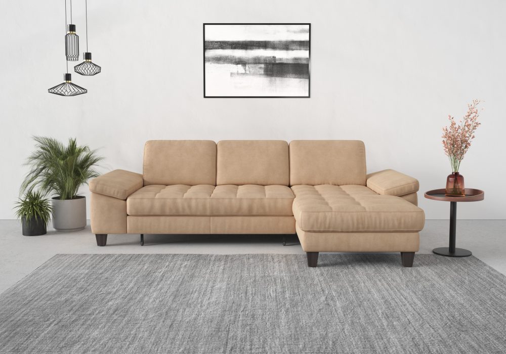 sit&more Ecksofa, Recamiere, mit oder ohne Bettfunktion, Bettkasten, Füsse wengefarben