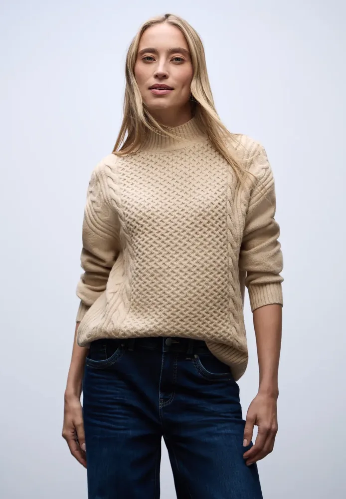 STREET ONE Stehkragenpullover mit Strickmuster