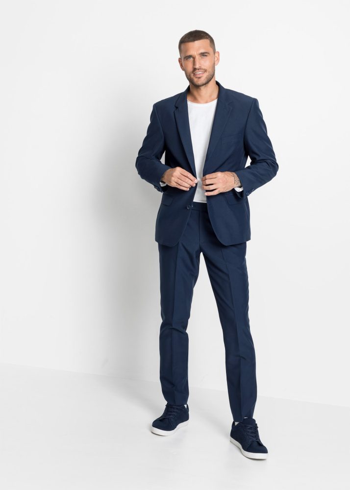 bonprix Anzug Set, 2 Stk. tlg. slim fit zweiteiliges Set mit Sakko und Hose, aus Polyester, Casual Stil