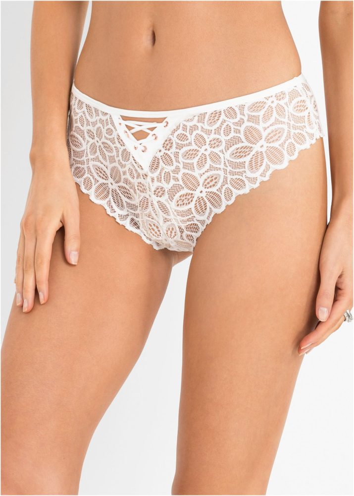 bonprix Brasilslip mit Spitze, weiches Bündchen, Schnürung im vorderen Bereich